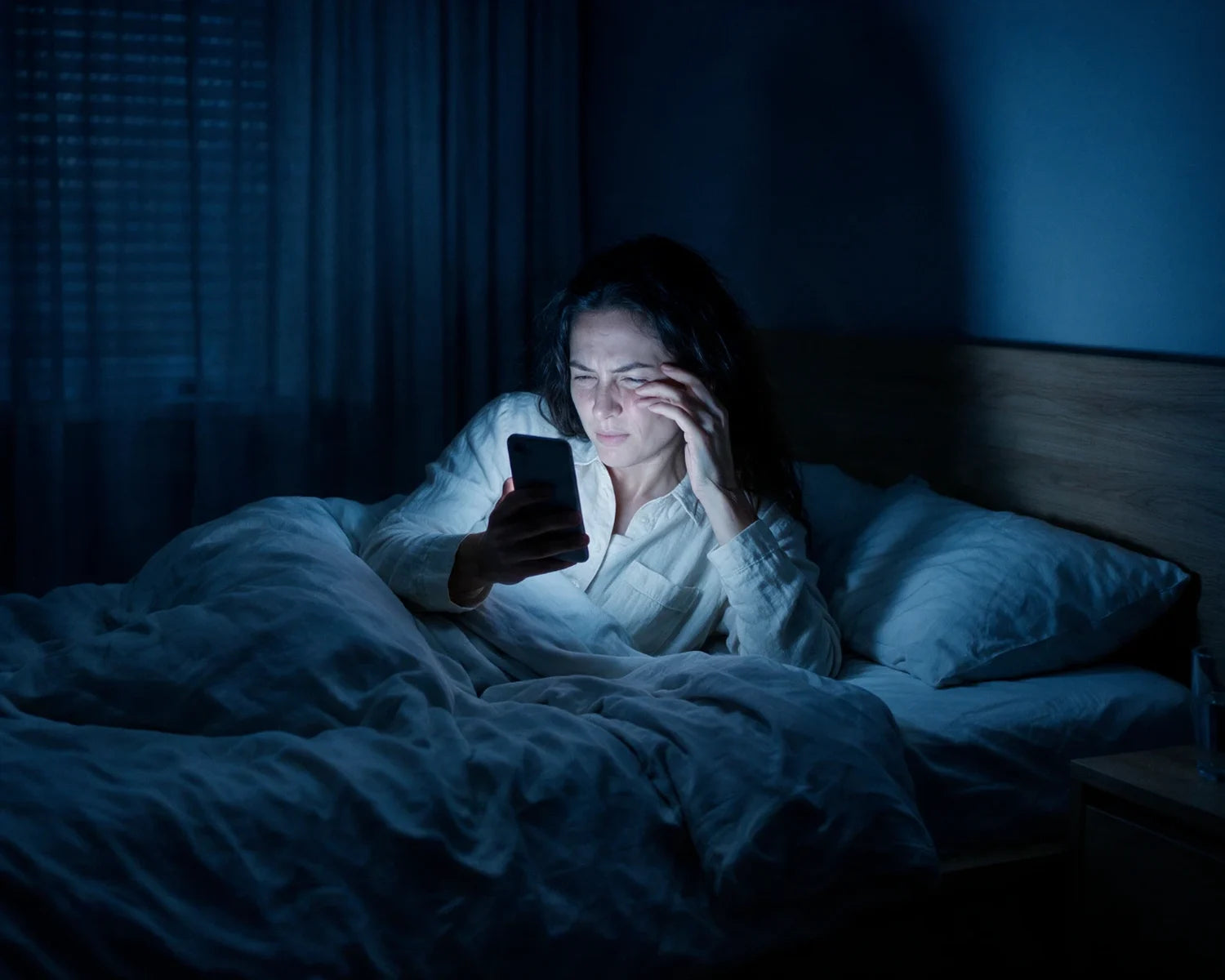 Une femme réveillée en pleine nuit par l'alarme de son téléphone